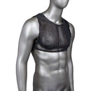 Radiance Crop Top with mesh design and rhinestone accents displayed on a mannequin for glamorous style and sexy comfort.