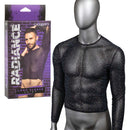 Radiance Long Sleeve Shirt with sparkling rhinestone accents and mesh design displayed with product packaging.