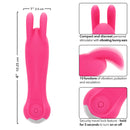 Kyst Bunny 10 Function Rechargeable Bunny Ears Bullet Vibrator with dimensions and features shown