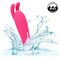 Kyst Bunny 10 Function Rechargeable Bunny Ears Bullet Vibrator splashing in water, showcasing its waterproof IPX7 submersible feature