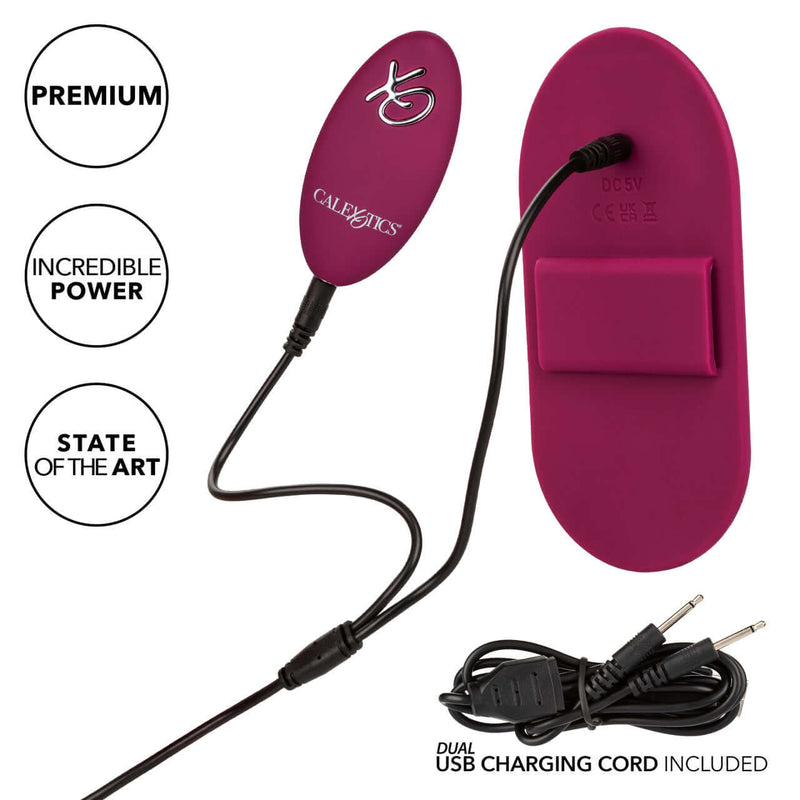 Dual Rider® Remote Control Grinder with premium power and USB charging cord included, shown in magenta color.