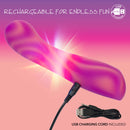 Rechargeable Endless Summer Sunset Seducer Light-up Massager Pink with USB charging cord included for versatile stimulation.
