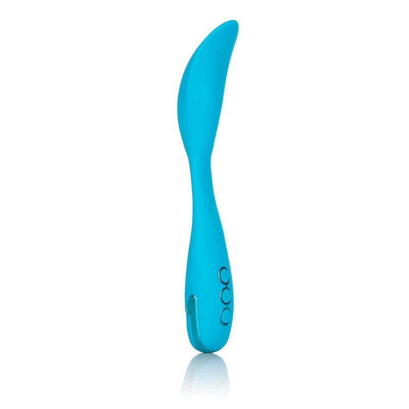 California Dreaming Palm Springs Pleaser Blue Vibrator by CalExotics with flexible body and 10 vibration functions