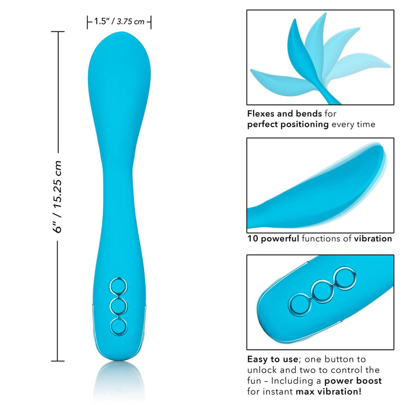 California Dreaming Palm Springs Pleaser - Blue with flexible body and 10 vibration functions for indulgent pleasure by CalExotics