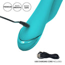 California Dreaming Santa Monica Starlet Blue Rabbit Vibrator close-up with USB charging cord.