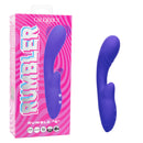 Rumbler Rumble G Rechargeable Silicone Dual Vibrator Purple in packaging, showcasing its sleek design and features.