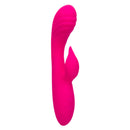 Rumbler Rumble Duo Silicone Rabbit Vibrator Pink showcasing its bulbous shaft and flickering clitoral teaser.
