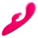 Rumbler Rumble Duo Silicone Rabbit Vibrator Pink showcasing its smooth design and dual-stimulation features.