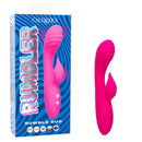 Rumbler Rumble Duo Silicone Rabbit Vibrator Pink with bright packaging, designed for dual-stimulation pleasure and intense sensations.