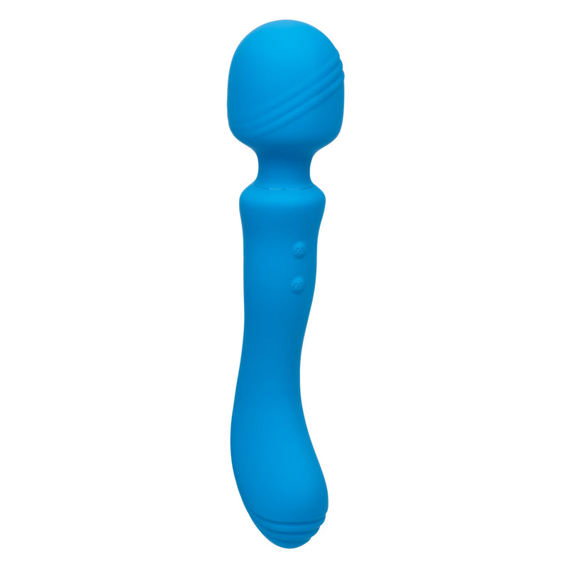 Rumbler Rumble Wand Rechargeable Silicone Vibrator Blue showcasing its sleek design and flexible contours for versatile pleasure.