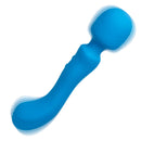 Rumbler Rumble Wand Rechargeable Silicone Vibrator Blue on a white background showcasing its sleek design.
