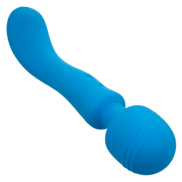Rumbler Rumble Wand Rechargeable Silicone Vibrator Blue, featuring flexible head and contoured design for ultimate pleasure.
