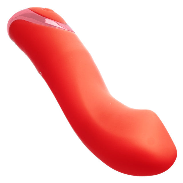 Kroma Turbo Curve Vibrator, a sleek red mini massager designed for targeted stimulation and precision pleasure.