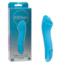 Kroma Turbo Exciter Rechargeable Mini Massager Blue in packaging showcasing its sleek design and features.