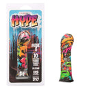 Vibrant Hype Mini G vibrator with graffiti design, featuring 10 turbo-charged speeds, waterproof, and rechargeable via USB