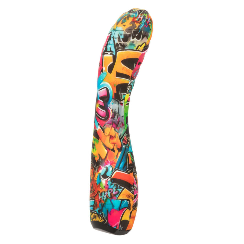 Hype Ridg'd G 10-speed curved G-spot vibrator with colorful graffiti design for intense pleasure and targeted stimulation