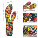 Hype Dual Stim Vibrator with graffiti design, dual massaging stims, 10-speed turbo charged settings, and ergonomic shape.