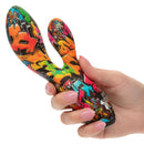 Hand holding Hype Dual Stim – 10-Speed Dual Vibrator with colorful graffiti design for full-body pleasure