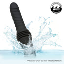 Overdrive Sex Machine Waterproof Thruster with Remote Control surrounded by splashing water, showcasing waterproof design.