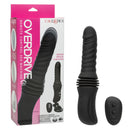 Overdrive Sex Machine Waterproof Thruster with Remote Control, featuring a black thrusting massager and remote.