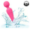 Pink waterproof silicone massager splashing in water, highlighting 10 vibration speeds for versatile pleasure and relaxation.