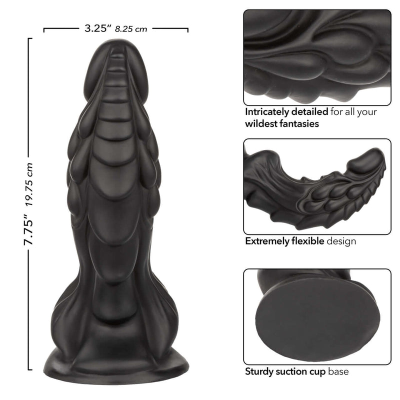 Monster Dong The Martian 7.75" fantasy dildo in liquid silicone with suction cup base, detailed design, and flexible texture for wild fantasies