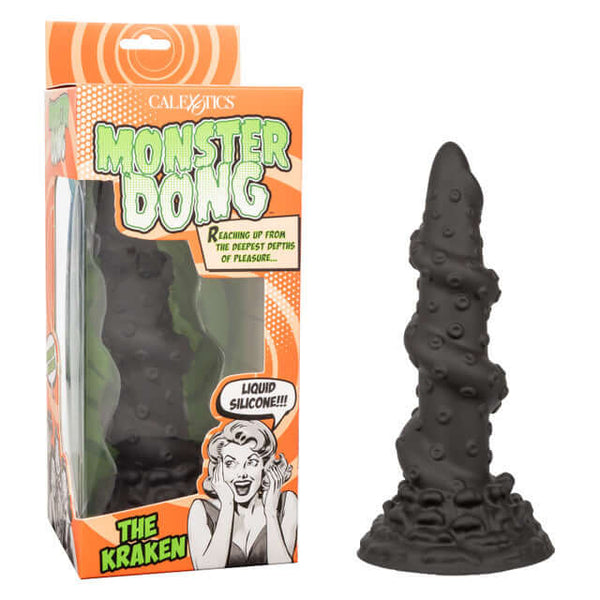 Monster Dong The Kraken 8" Liquid Silicone Suction Cup Dildo with packaging for deep pleasure and intense satisfaction.
