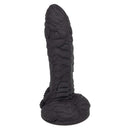 Monster Dong The Gill Man Silicone Dildo 7.25 inch Black with textured design and flexible base.