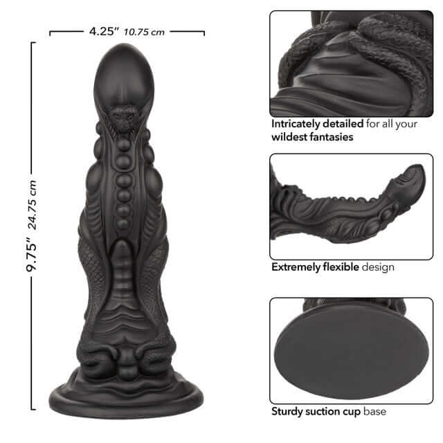 Monster Dong The Colossus 9.75-inch Liquid Silicone Dildo, detailed design with flexible structure and sturdy suction cup base