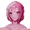 Close-up of Anime Back Door Love Doll Mimi with pink hair and pink eyes
