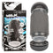 Milk Master Vibro Squeeze Rechargeable Silicone Stroker - Black with packaging details and features highlighted.