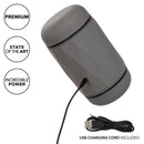 Milk Master Vibro Squeeze Pussy in sleek gray design, featuring USB charging cord for premium, powerful pleasure.