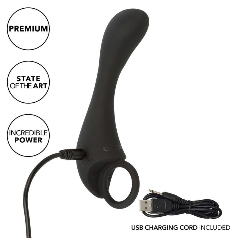 Dr. Joel Kaplan Rechargeable Prostate Locator with USB cord, featuring sleek design and premium vibration for precise prostate stimulation.