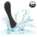 Dr. Joel Kaplan Rechargeable Prostate Locator splashing water, IPX7 waterproof, sleek design for comfortable, precise stimulation.