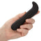 Hand holding Dr. Joel Kaplan Rechargeable Prostate Probe, a black ergonomically curved vibrator for targeted prostate stimulation.