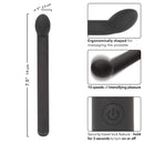 Dr. Joel Kaplan Rechargeable Prostate Massager with ergonomic design, showing vibration speeds and travel lock feature.