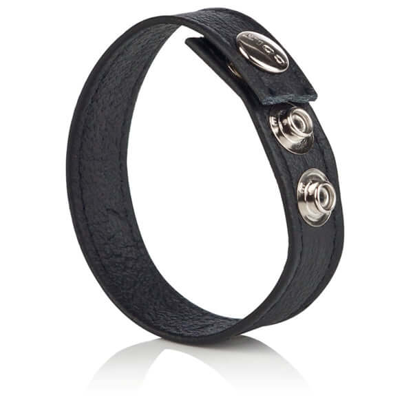 COLT Adjustable 3-Snap Leather C/B Strap in black for enhanced intimacy and appearance during bondage-themed role play.