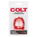 COLT XL Snug Tugger Cock Ring Scrotum Support Red packaging showing dual support ring for stronger erections.