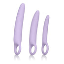 Dr Laura Berman Alena Silicone Dilators Set Purple showcasing three ergonomic dilators in various sizes.