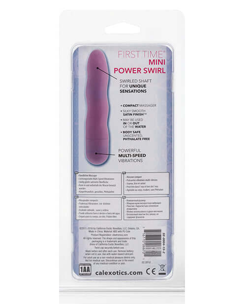 First Time Mini Power Swirl Vibrator - Pink, compact massager with multi-speed vibrations for unique sensations.