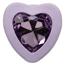 Purple silicone anal plug with heart-shaped crystal inlay, designed for thrilling backdoor play.