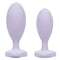 First Time Crystal Booty Duo silicone anal plugs in purple, featuring graduated sizes and a smooth design.