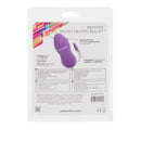 Whisper Micro Heated Purple Vibrator packaging showcasing product features and controls for intimate use.