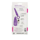 Back view of Booty Call Booty Shaker Vibrating Probe packaging in purple featuring product design and specifications