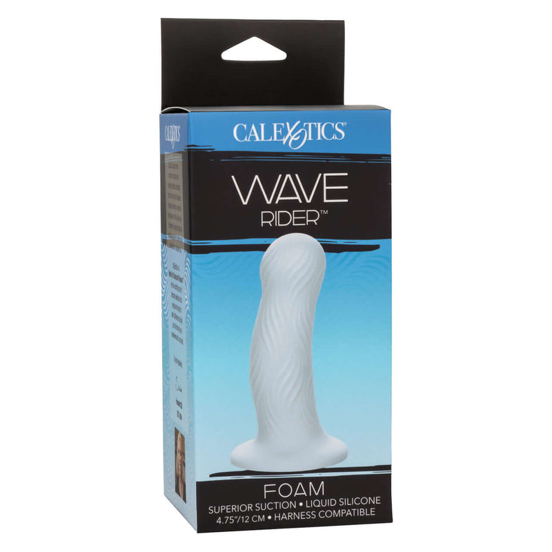 Wave Rider Foam Blue Probe packaging showcasing bulbous design for enhanced pleasure and sensations, from California Exotic Novelties.