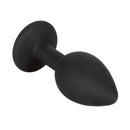 Silicone Gem Anal Kit Black - black silicone anal plug with decorative gem base for comfortable stimulation.