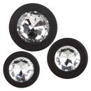 Silicone Gem Anal Kit Black - three graduated plugs with decorative gem bases in an elegant black design.