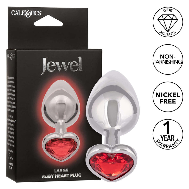 JEWEL LARGE RUBY HEART PLUG-5