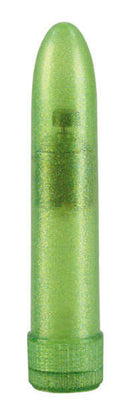 Shane’s World Sparkle Green Vibe, compact glittery multi-speed vibrator for intense stimulation, 4.5 inches long.