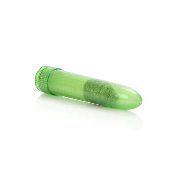 Shane’s World Sparkle Green Vibe, compact glittery multi-speed vibrator by California Exotic Novelties.
